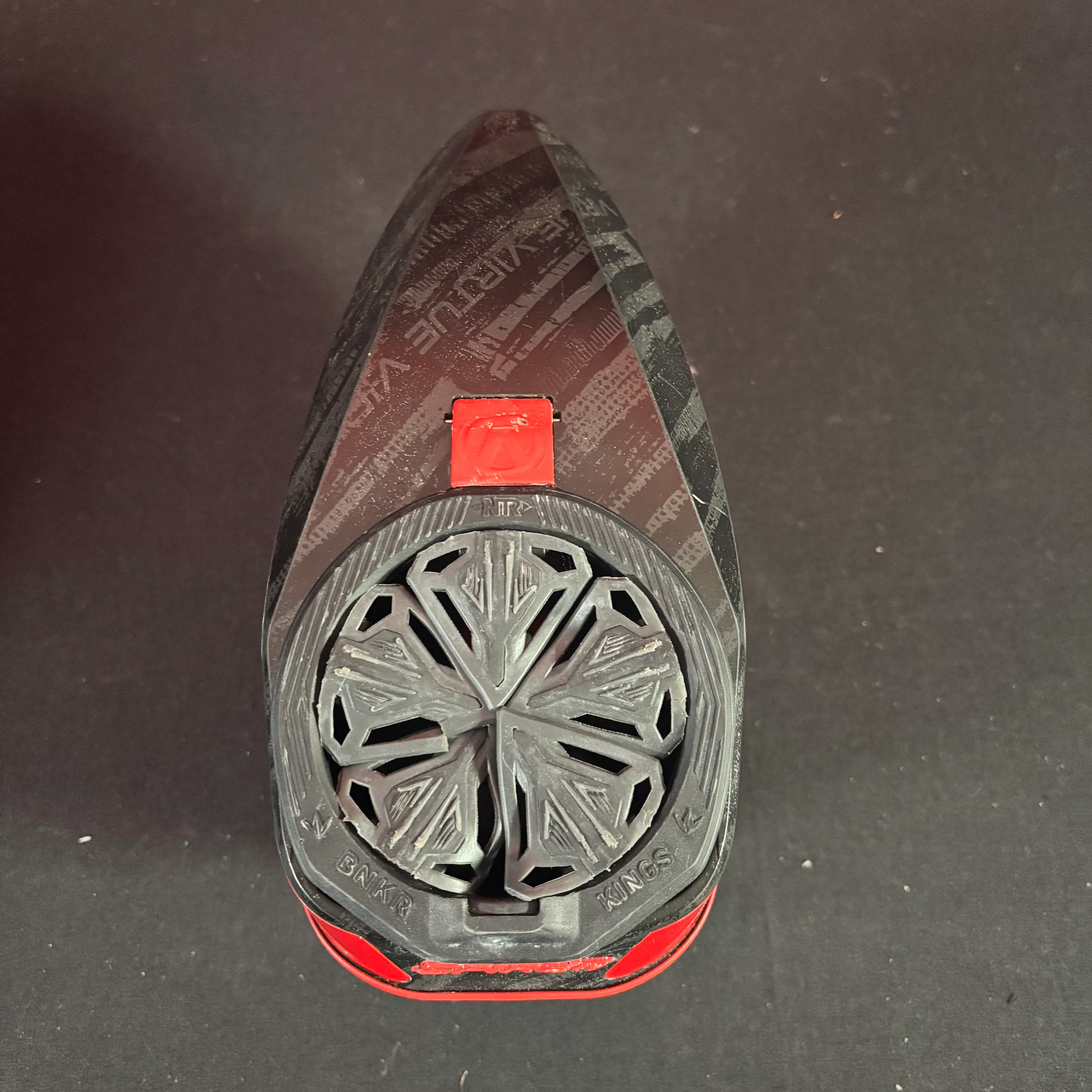 Used Virtue Spire IV Paintball Loader - Graphic w/ Red Painted Accents & NTR Speedfeed & Exalt Loader Case - Image 4
