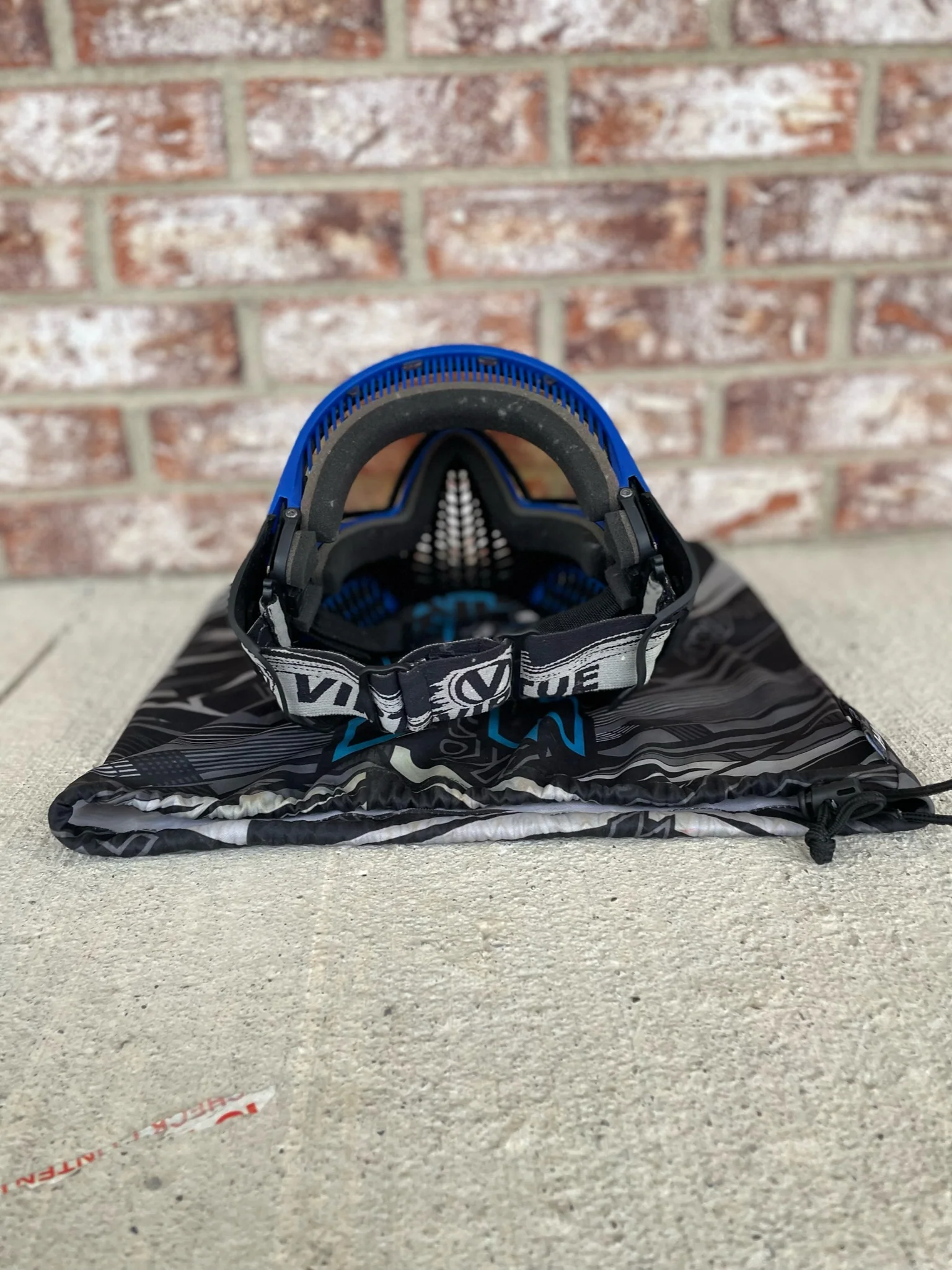 Used Virtue Vio Ascend Paintball Mask - Black/Blue w/ Soft Goggle Bag and Clear Lens - Image 5