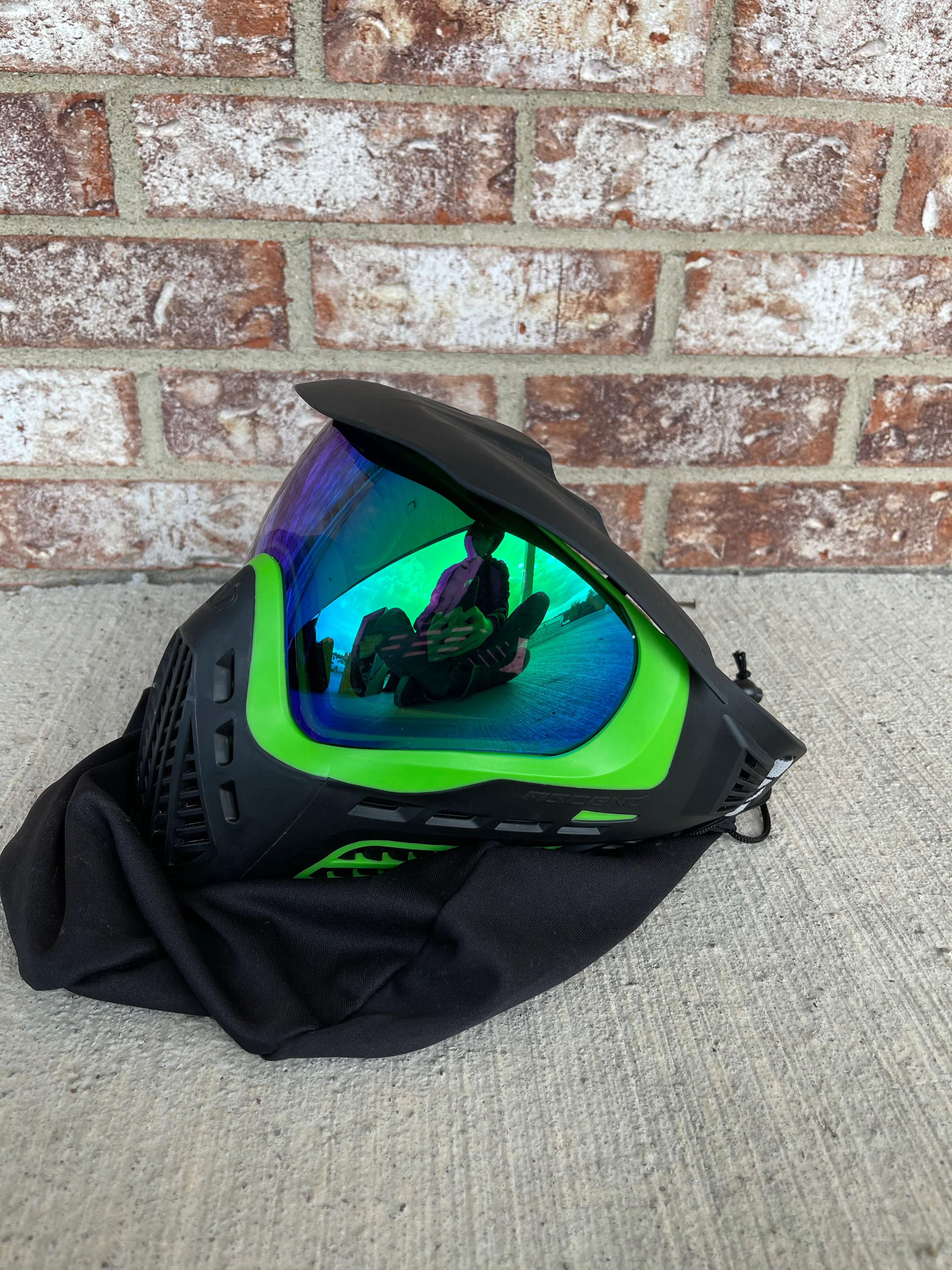 Used Virtue Vio Ascend Paintball Mask- Lime Emerald - Image 2