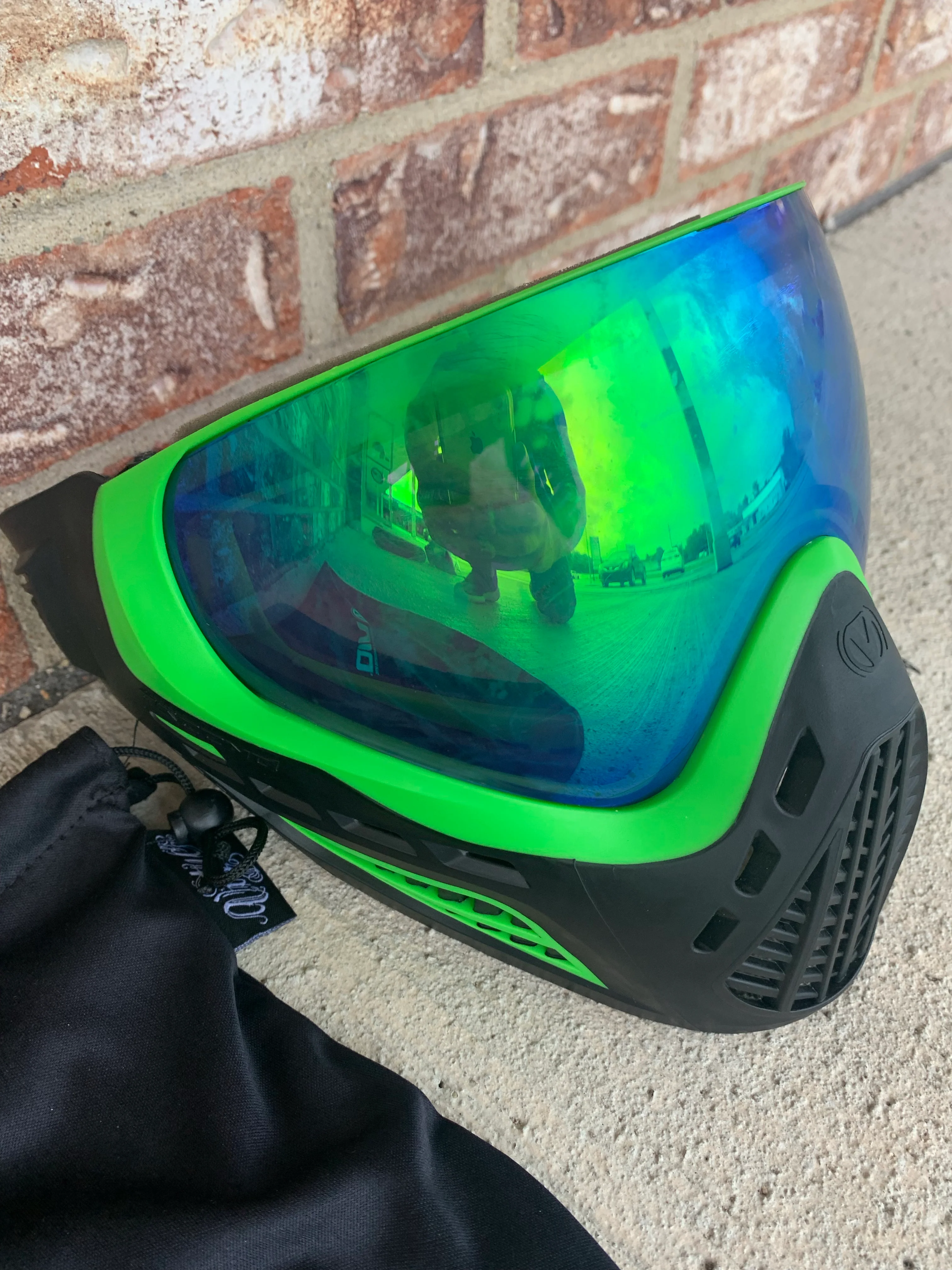 Used Virtue Vio Ascend Paintball Mask- Lime Emerald - Image 2