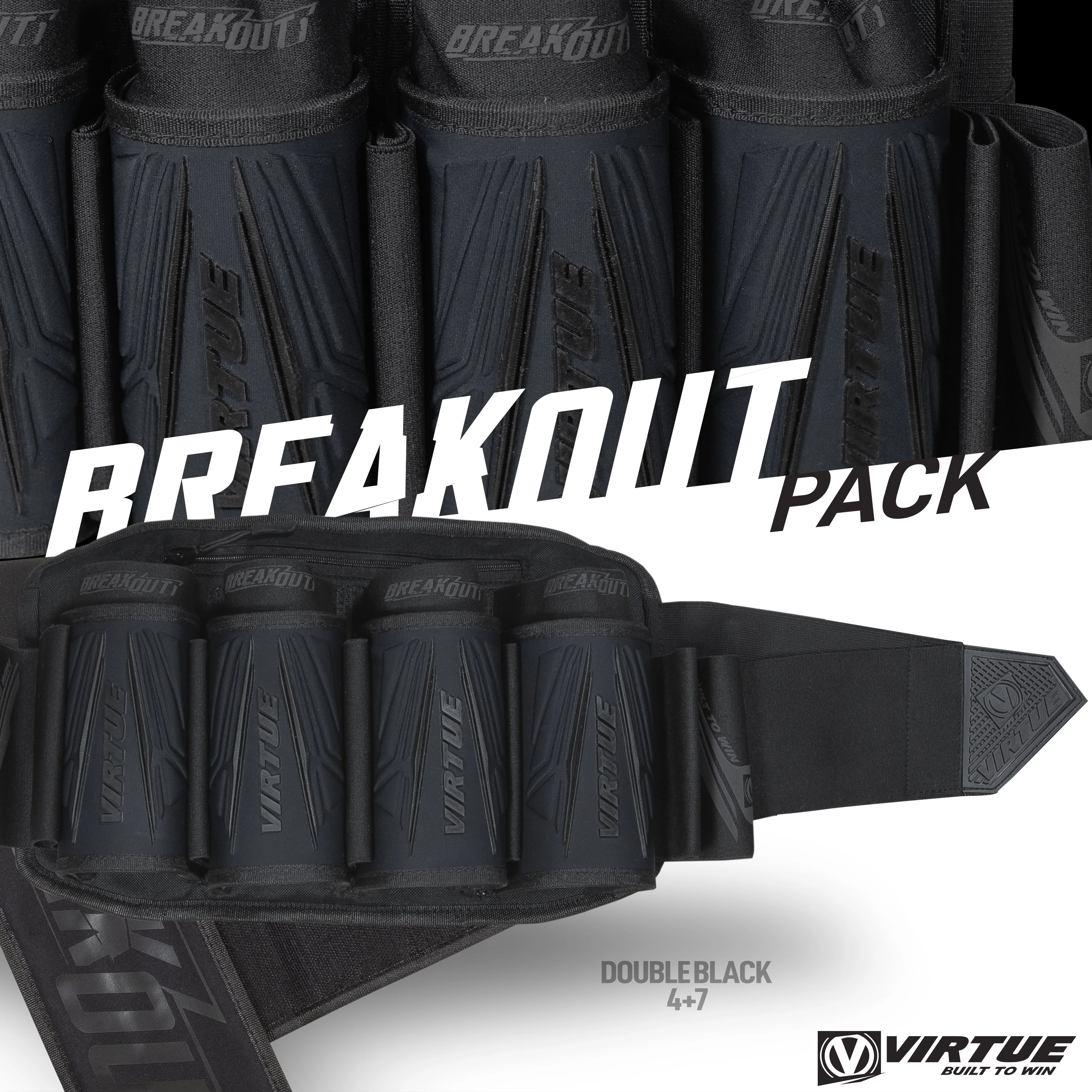 Virtue Breakout V2 Strapless Paintball Pod Pack - All Black 4+7 - Image 4