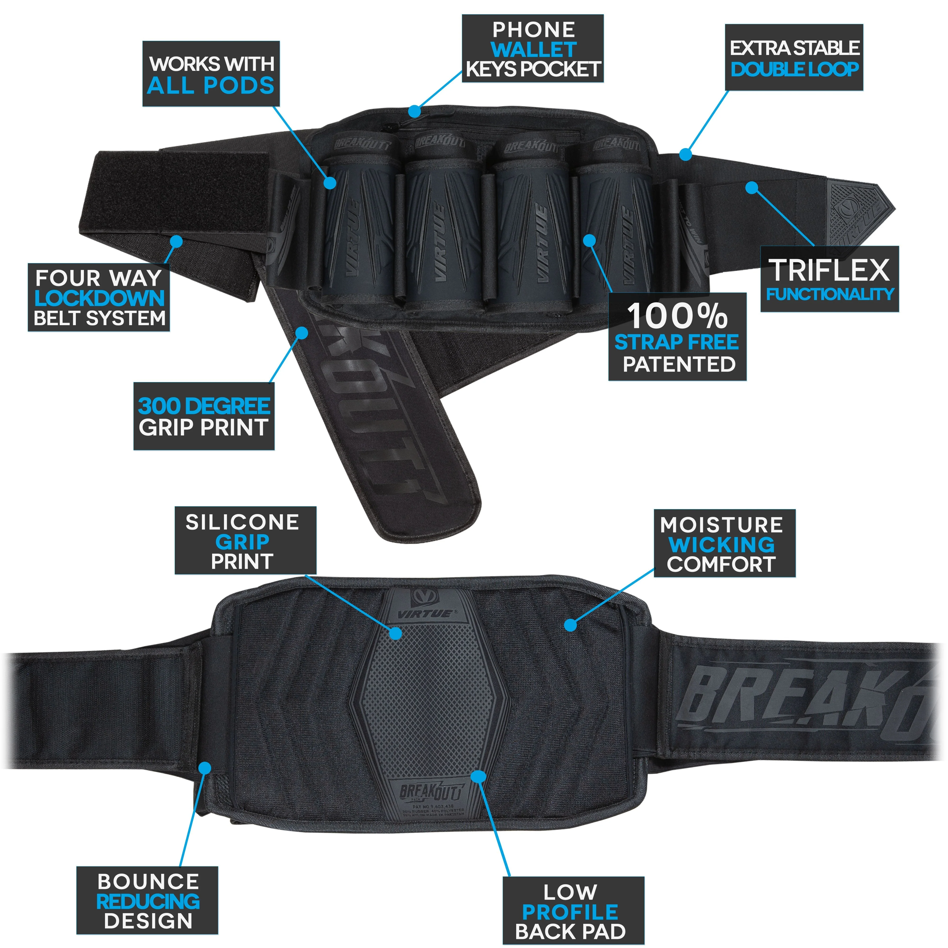 Virtue Breakout V2 Strapless Paintball Pod Pack - All Black 4+7 - Image 5