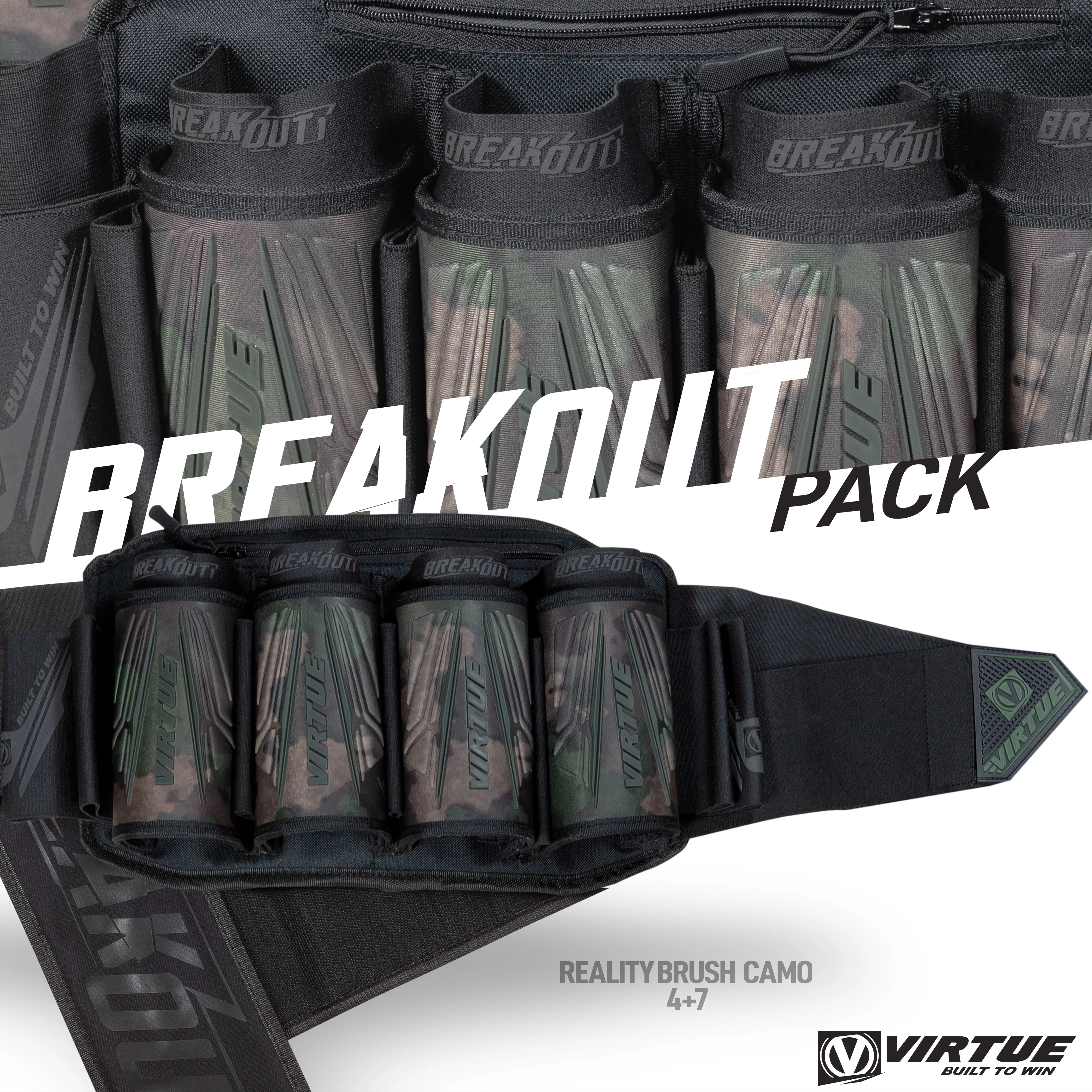 Virtue Breakout V2 Strapless Paintball Pod Pack - Brush Camo 4+7 - Image 4
