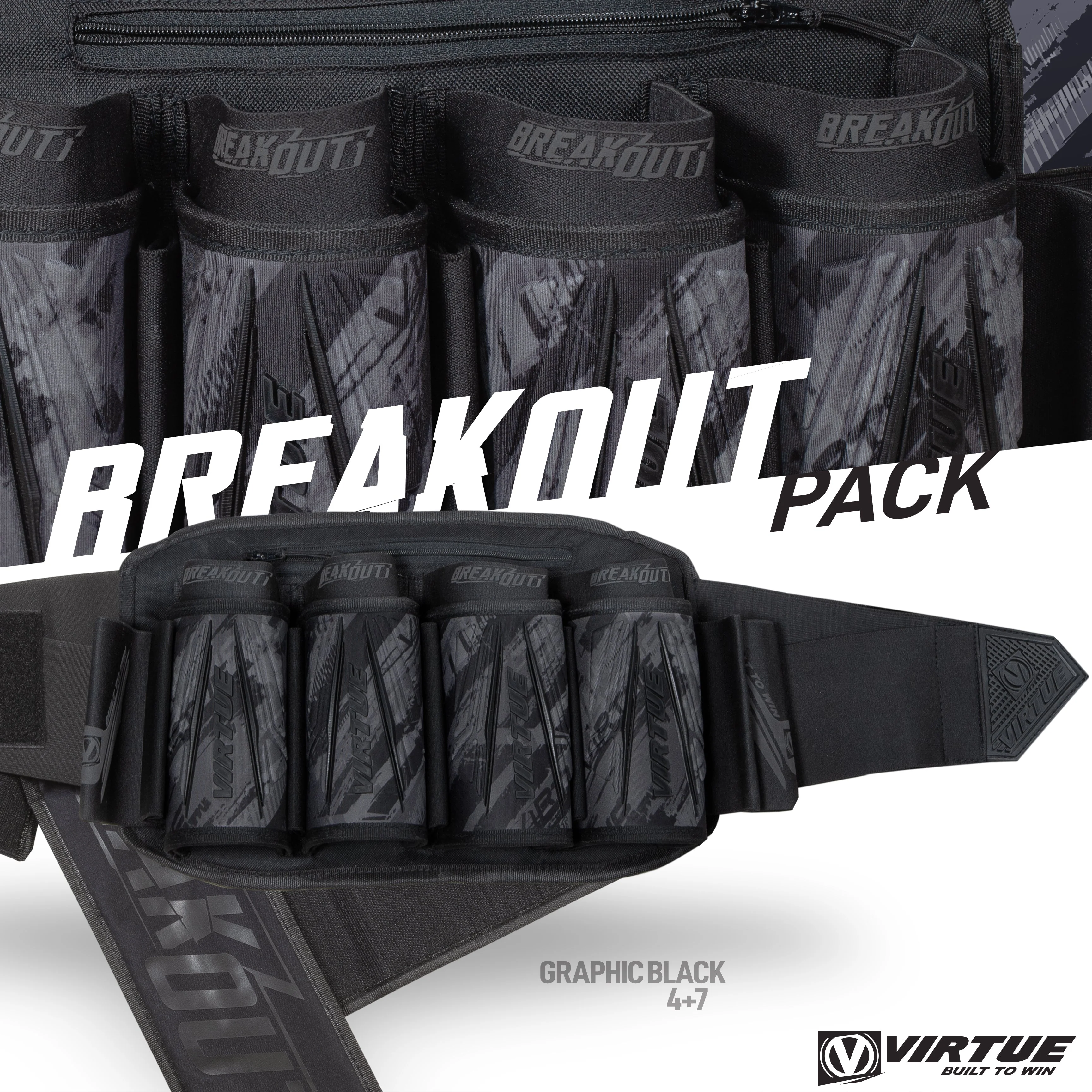 Virtue Breakout V2 Strapless Paintball Pod Pack - Graphic Black 4+7 - Image 4