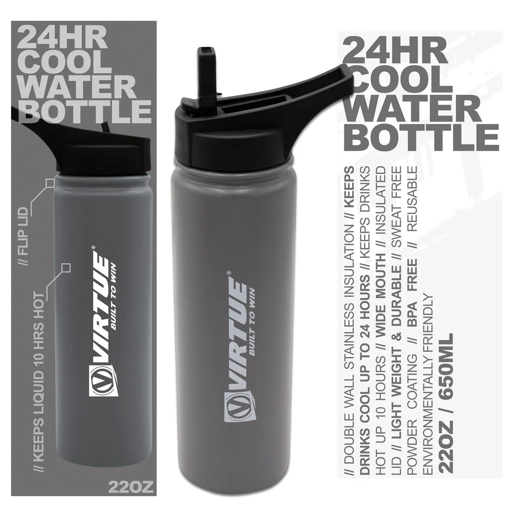 Virtue Stainless Steel 24 Hour Cool Water Bottle - 22 ounce - Gray - Image 2